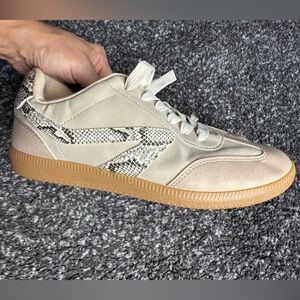 Dolce Vita Beige with Snakeskin Accent Sneakers